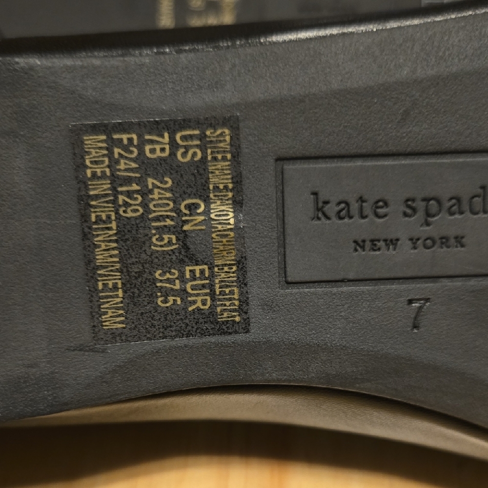 kate spade Black Round-Toe Ballet Flats with Bow and Logo Charm - Picture 5 of 5